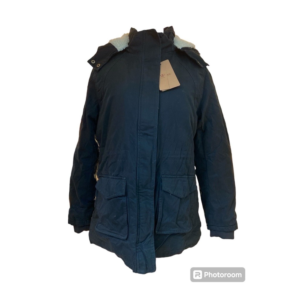WenVen Women's Winter Warm Sherpa Lined Jacket Heavy Parka Coat w/ Hood M Black